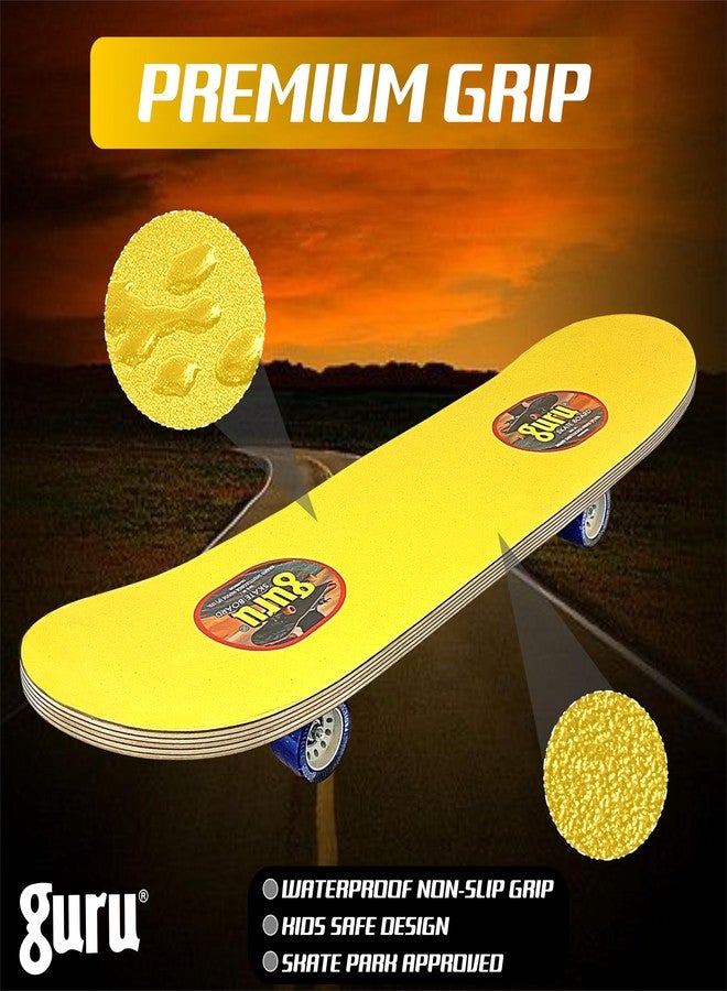 GURU Large Wooden Non-Slip Skateboard for Kids, Adult 30 inch x 8 inch Skateboard (Yellow, Pack of 1) - Image 5